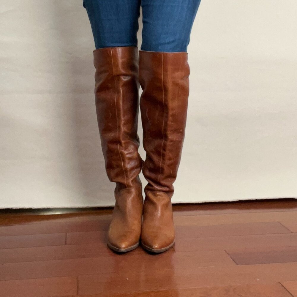 Lucky Brand *Kitrie* Brown Leather Over the Knee Boots Women's 7 Pre-Owned